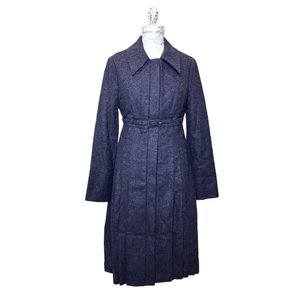 Susana Monaco Pleated Classic Belt Coat Purple Women Small NWOT Feels like Wool - Picture 1 of 9